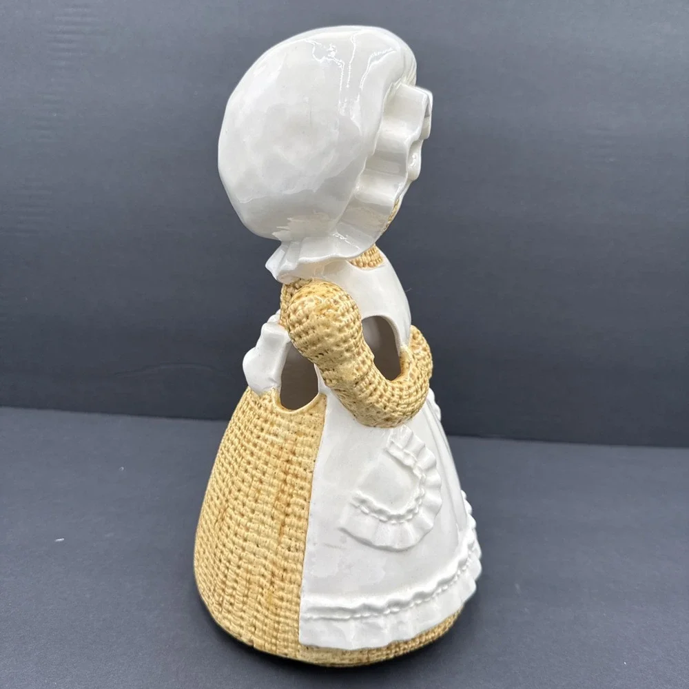 70's Vintage Sittre Ceramic Burlap Rug Doll Ceramic Utensil Holder Cottagecore